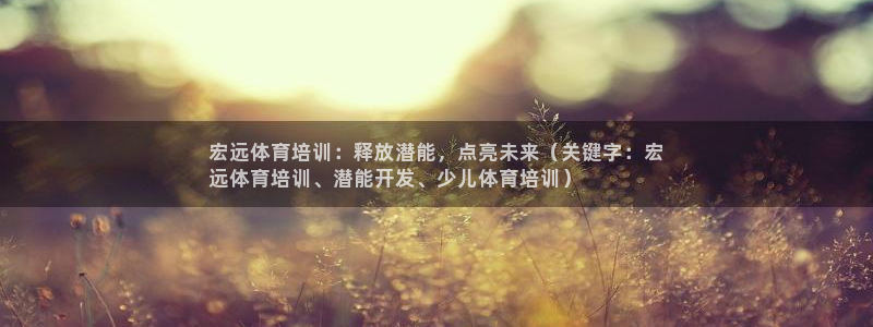 agz6尊龙凯时集团：宏远体育培训：释放潜能，点亮未